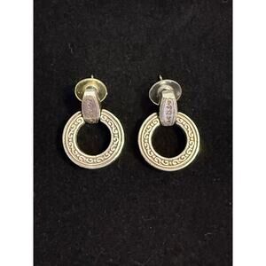 Beautiful Brighton Etched Open Circle Dangle Doorknocker Earrings Pierced